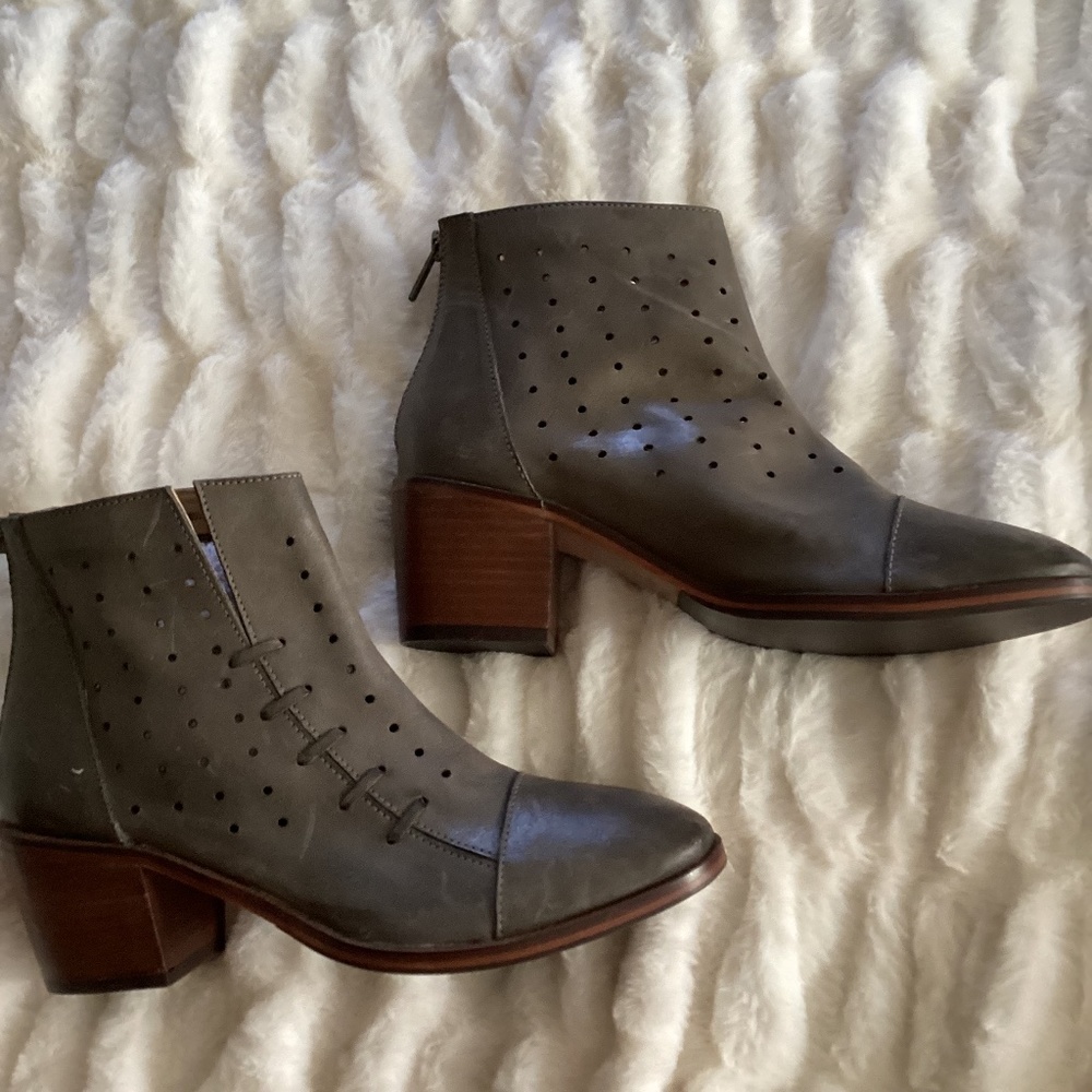 Grey, soft leather boots